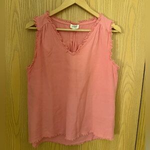 UMGEE V-neck Sleeveless Peach Pink Frayed Trim Detailed Top Blouse Women’s S